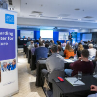 Irish Water Banner and front of room